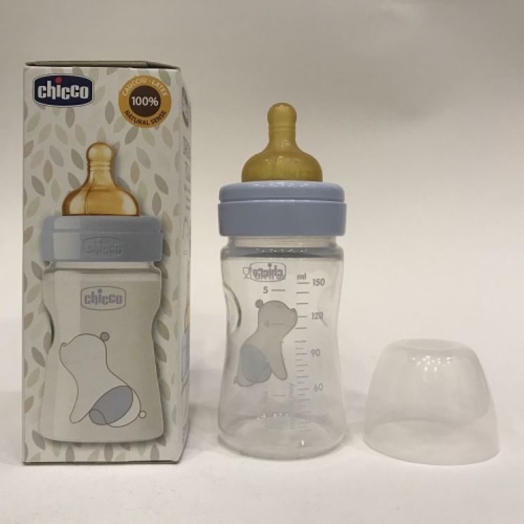 Chicco Biberon Benessere AntiColica in Caucciù Neonati da 0Mesi 150ml