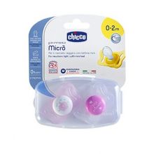 Chicco Succhietto Physio Micro Girl in Silicone 0-2 Mesi 2 Pezzi Ciucci in silicone 