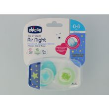 Chicco Succhietto Physio Air Night Luminoso in Silicone 0-6 Mesi 2 Pezzi Ciucci in silicone 