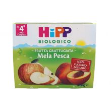 HIPP BIO FRUTTA GRATTUGIATA MELA E PESCA 4 X 100G Omogeneizzati di frutta 